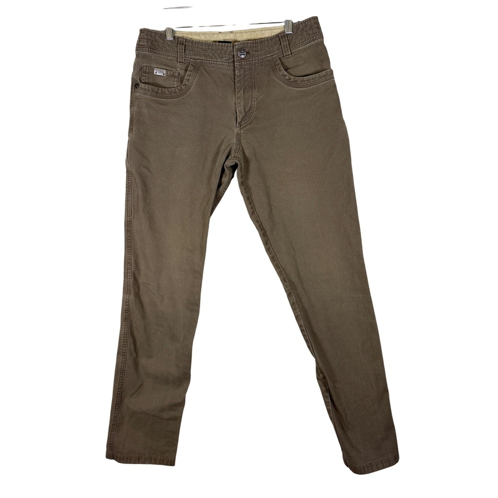 Kuhl Rydr Mens 33x34 Brown Vintage Patina Dye Canvas Tapered Hiking Work Pants
